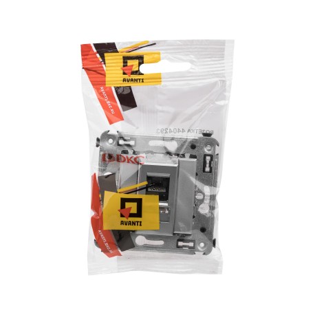 4404293 | Компьютерная розетка RJ-45 в стену, кат.6 одинарная,Avanti, Закаленная сталь-4