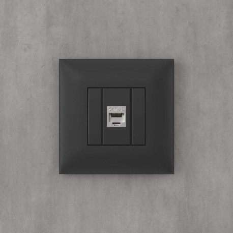 4412763 | Компьютерная розетка RJ-45 без шторки в стену, кат.5e одинарная экранированная, "Avanti", "Черный матовый"-4