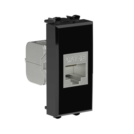 4402761 | Компьютерная розетка RJ-45 без шторки модульная, кат.5е экранированная, "Avanti", "Черный квадрат", 1 модуль-1