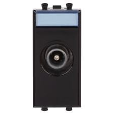 Розетка TV проходная модульная, "Avanti", "Черный квадрат", 1 модуль