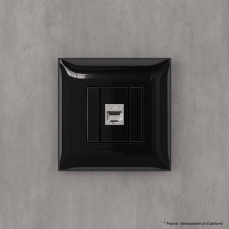 4402793 | Компьютерная розетка RJ-45 без шторки в стену, кат.6 одинарная экранированная, "Avanti", "Черный квадрат"-4