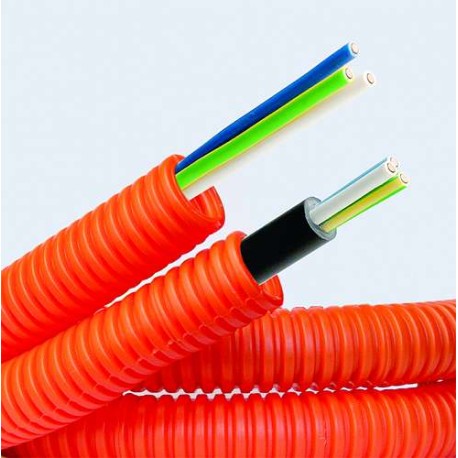 7P91625 | Электротруба ПНД гибкая гофр. д.16мм, цвет оранжевый, с проводом ПуВ 3х1,5мм? РЭК "ГОСТ+", 25м