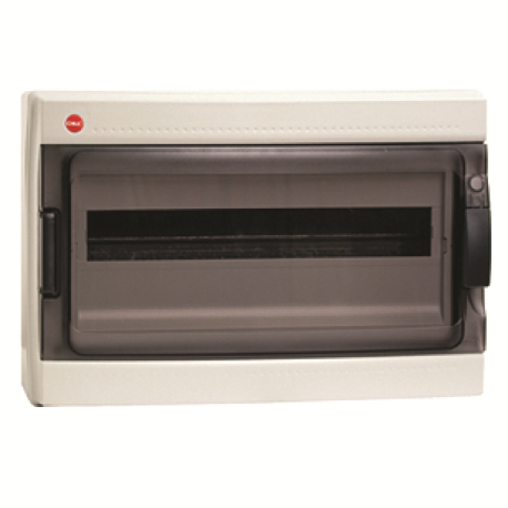 85918 | Щиток настенный с дверцей 18 мод., IP65, серый, с клем. блок. 1х87518 и замком