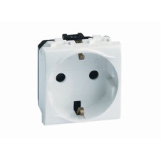 Электрическая розетка, с заземлением, со шторками, слон. кость, 2мод.