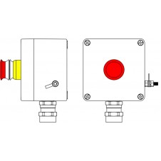 Пост управления Ex из GRP: 1Ex d e IIC T6 Gb X / Ex tb IIIB T80°C Db X / IP66: Аварийная кнопка красная, 1NC/1NO -1 шт.: С: вводD5,5-13мм под бронированный кабель Ni -1 шт.