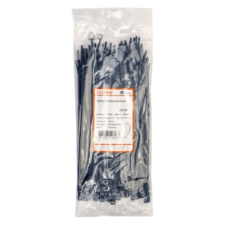 25316 | Хомут P6.6 стандартный, черный, 4,8x250-2