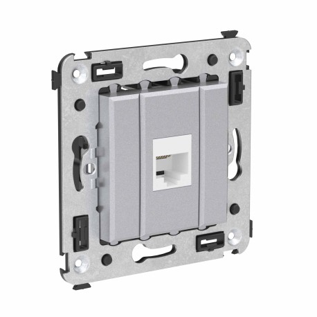 4404613 | Телефонная розетка RJ-12 без шторки в стену одинарная, "Avanti", "Закаленная сталь"-1