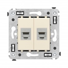 Компьютерная розетка RJ-45 без шторки в стену, кат.5e двойная экранированная, "Avanti", "Ванильная дымка"