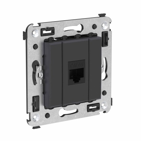 4412673 | Компьютерная розетка RJ-45 без шторки в стену, кат.6А одинарная, "Avanti", "Черный матовый"-1