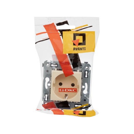 4405003 | Розетка в стену, 2P+E, с з/ш, "Avanti", "Ванильная дымка"-4