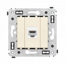 Компьютерная розетка RJ-45 без шторки в стену, кат.6 одинарная, "Avanti", "Ванильная дымка"
