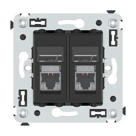 4412394 | Компьютерная розетка RJ-45 в стену, кат.6 экранированная двойная,Avanti, Черный матовый