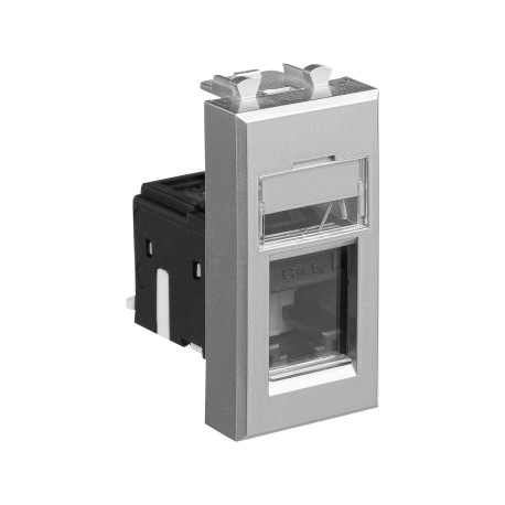 4404371 | Компьютерная розетка RJ-45 модульная, кат.6А, "Avanti", "Закаленная сталь", 1 модуль-1