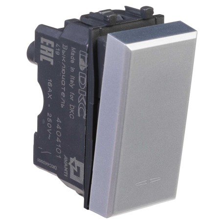 4404101 | Выключатель модульный "Avanti", "Закаленная сталь", 1 модуль-1