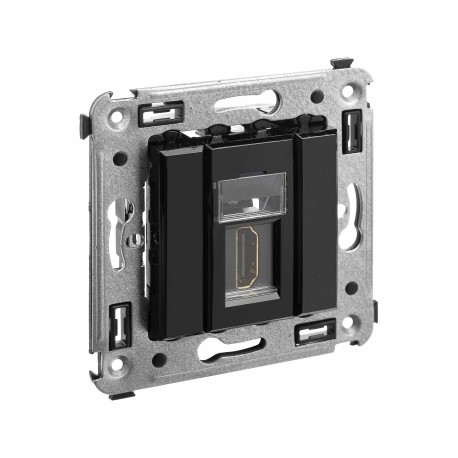 4402253 | HDMI розетка одинарная в стену, тип А-А, Avanti, Черный квадрат-1