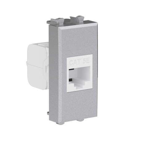 4404661 | Компьютерная розетка RJ-45 без шторки модульная, кат.5е, "Avanti", "Закаленная сталь", 1 модуль-1