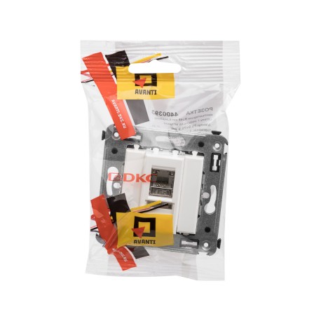 4400393 | Компьютерная розетка RJ-45 в стену, кат.6 одинарная экранированная, Avanti, Белое облако-4