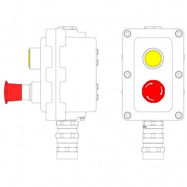 LCSD21000067 | Взрывонепроницаемый пост управления из алюминия LCSD-02-B-MB-L1Y(220)x1-P6R(11)x1-PBMB-KA2MHK / 1Ex d IIB T5 Gb / Ex tb IIIC T95°С Db IP66