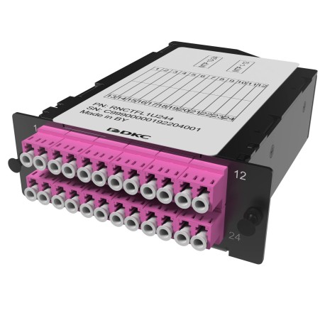 RNCTFL1U244 | Претерминированная кассета 24ОВ 50/125 OM4, 2xMTP(12)f/12xLC Duplex, 1 HU