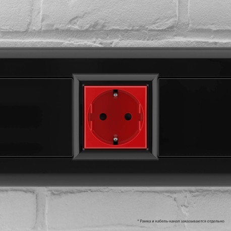 4401002 | Розетка модульная, 2P+E, с з/ш, "Avanti", "Красный квадрат", 2 модуля-5
