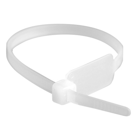 252190SR-M | Хомут P6.6 маркировочный, белый 4,8x190, вертикальная табличка подзамком 27x12,9