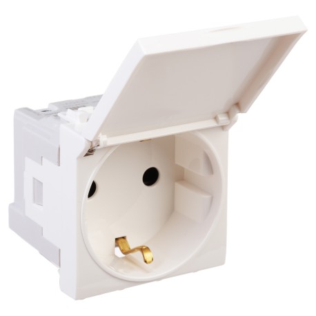 4400012 | Розетка с крышкой модульная, 2P+E, с з/ш, "Avanti", "Белое облако", 2 модуля-1