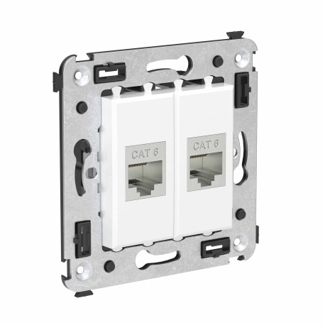 4400794 | Компьютерная розетка RJ-45 без шторки в стену, кат.6 двойная экранированная, "Avanti", "Белое облако"-1