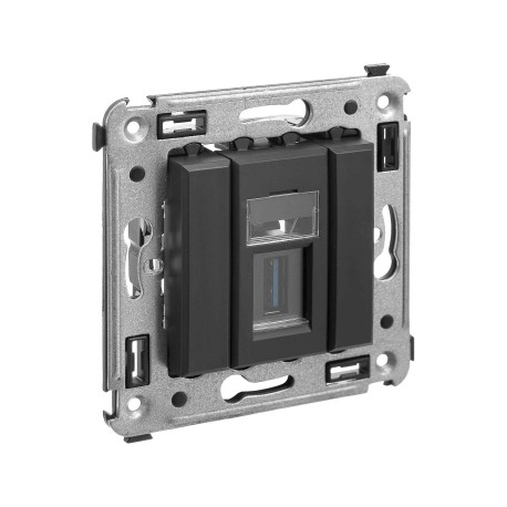 4412303 | USB 3.0 розетка одинарная в стену, тип А-А, Avanti, Черный матовый-1