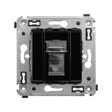 Компьютерная розетка RJ-45 в стену, кат.6А одинарная, Avanti, Черный квадрат