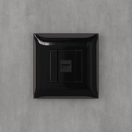 4402663 | Компьютерная розетка RJ-45 без шторки в стену, кат.5е одинарная, "Avanti", "Черный квадрат"-4