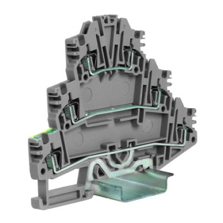 ZHL500GR | HDE.2/GR пружинный зажим трех-уровневый c заземлением на нижнем уровне 2,5 кв.мм, серый