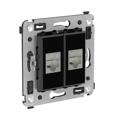 4402764 | Компьютерная розетка RJ-45 без шторки в стену, кат.5e двойная экранированная, "Avanti", "Черный квадрат"-1