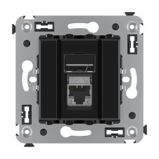 Компьютерная розетка RJ-45 в стену, кат.5e одинарная экранированная, Avanti,Черный квадрат