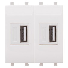 USB зарядное устройство модульное, "Avanti", "Белое облако", 2 модуля