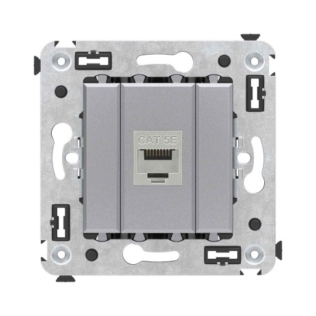 4404763 | Компьютерная розетка RJ-45 без шторки в стену, кат.5e одинарная экранированная, "Avanti", "Закаленная сталь"
