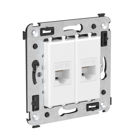 4400664 | Компьютерная розетка RJ-45 без шторки в стену, кат.5е двойная, "Avanti", "Белое облако"-1