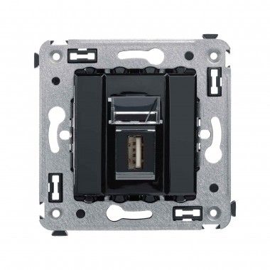 4402403 | USB 2.0 розетка одинарная в стену, тип А-А, Avanti, Черный квадрат