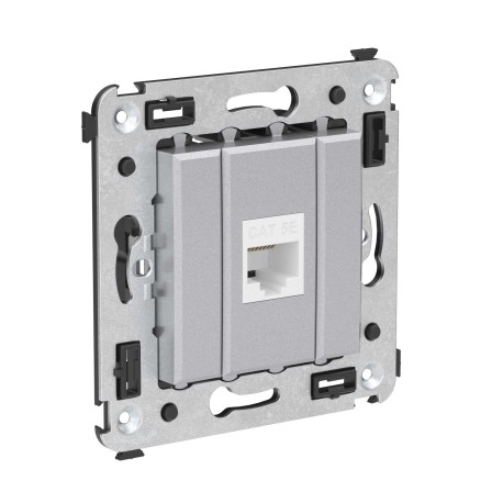 4404663 | Компьютерная розетка RJ-45 без шторки в стену, кат.5е одинарная, "Avanti", "Закаленная сталь"-1