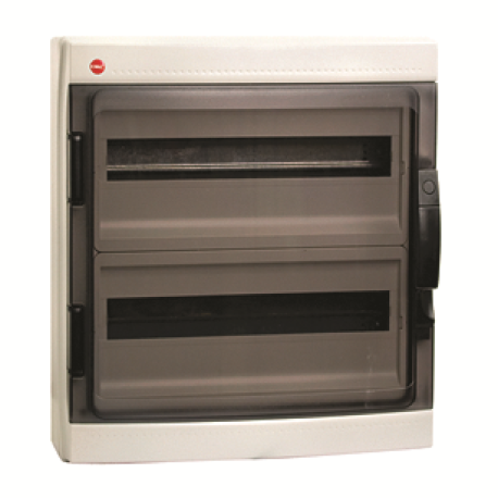 85936 | Щиток настенный с дверцей 36 мод., IP65, серый, с клем. блок. 2х87512 и замком