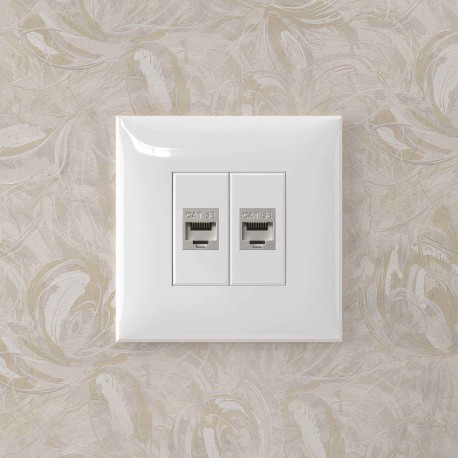 4400764 | Компьютерная розетка RJ-45 без шторки в стену, кат.5e двойная экранированная, "Avanti", "Белое облако"-4