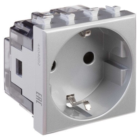 4404002 | Розетка модульная, 2P+E, с з/ш, "Avanti", "Закаленная сталь", 2 модуля-1