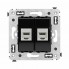 4402794 | Компьютерная розетка RJ-45 без шторки в стену, кат.6 двойная экранированная, "Avanti", "Черный квадрат"