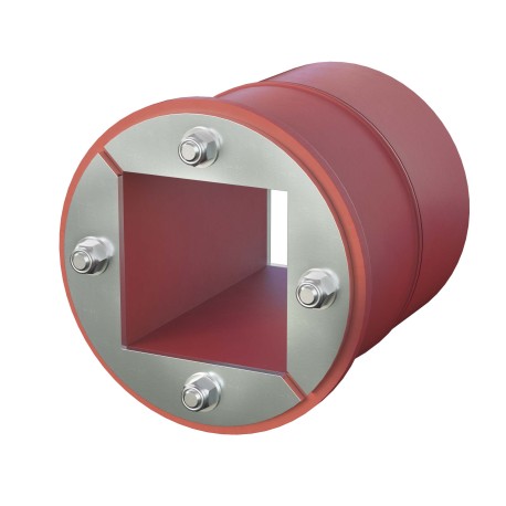 DXF3123 | Проходка круглая, нержавеющая, D100х70 мм с проёмом 60х60 мм