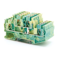 Клемма заземления двухуровневая, зажим push-in, 4 точки подключения, 4 кв.мм