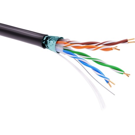 RN5EFUKPEBK | Кабель витая пара кат. 5E экранированный F/UTP, 4 пары, светостабилизированный ПЭ, цвет внешней оболочки черный, катушка 305 м