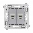 4404774 | Компьютерная розетка RJ-45 без шторки в стену, кат.6А двойная экранированная, "Avanti", "Закаленная сталь"