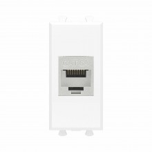 Компьютерная розетка RJ-45 без шторки модульная, кат.6А экранированная, "Avanti", "Белое облако", 1 модуль