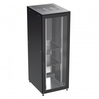R5DC4261GSB | Собранный напольный 19" IT-CQE, 42U 600х1000 двери стекло/сплошная, RAL9005
