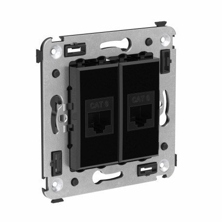 4402694 | Компьютерная розетка RJ-45 без шторки в стену, кат.6 двойная, "Avanti", "Черный квадрат"-1