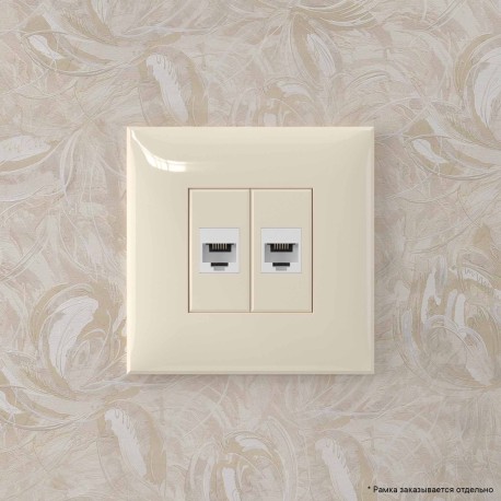 4405614 | Телефонная розетка RJ-12 без шторки в стену двойная, "Avanti", "Ванильная дымка"-4